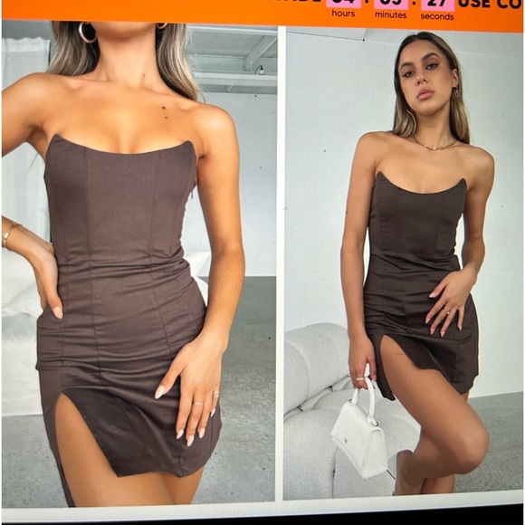 White Fox Change the Mini Dress size xs color chocolate - Picture 1 of 4